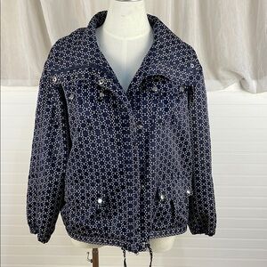 Bianca Nygard Weekend Women's Windbreaker Raincoat Jacket Funnel Collar 16 Navy